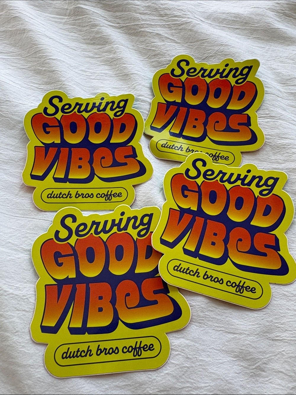 4x 2022 Serving Good Vibes Dutch Bros Coffee Retro Decal Sticker Accessory